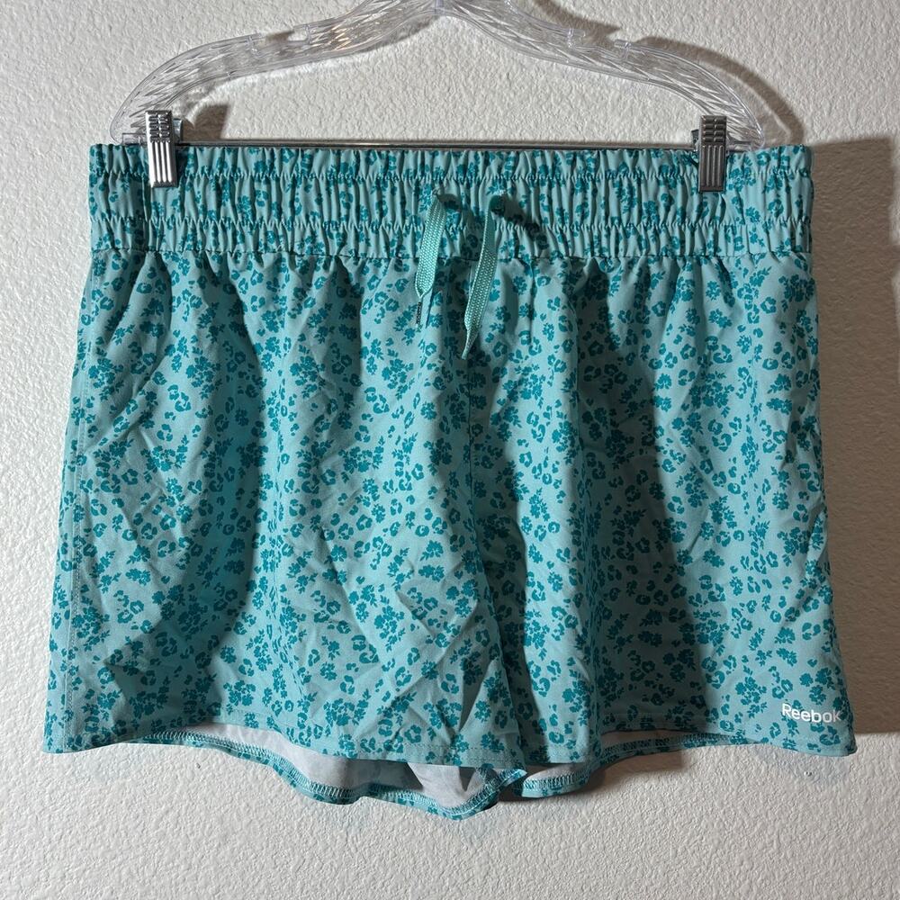 Reebok Womens Size XXL Turquoise Abstract Floral Pull-On Athletic Running Shorts